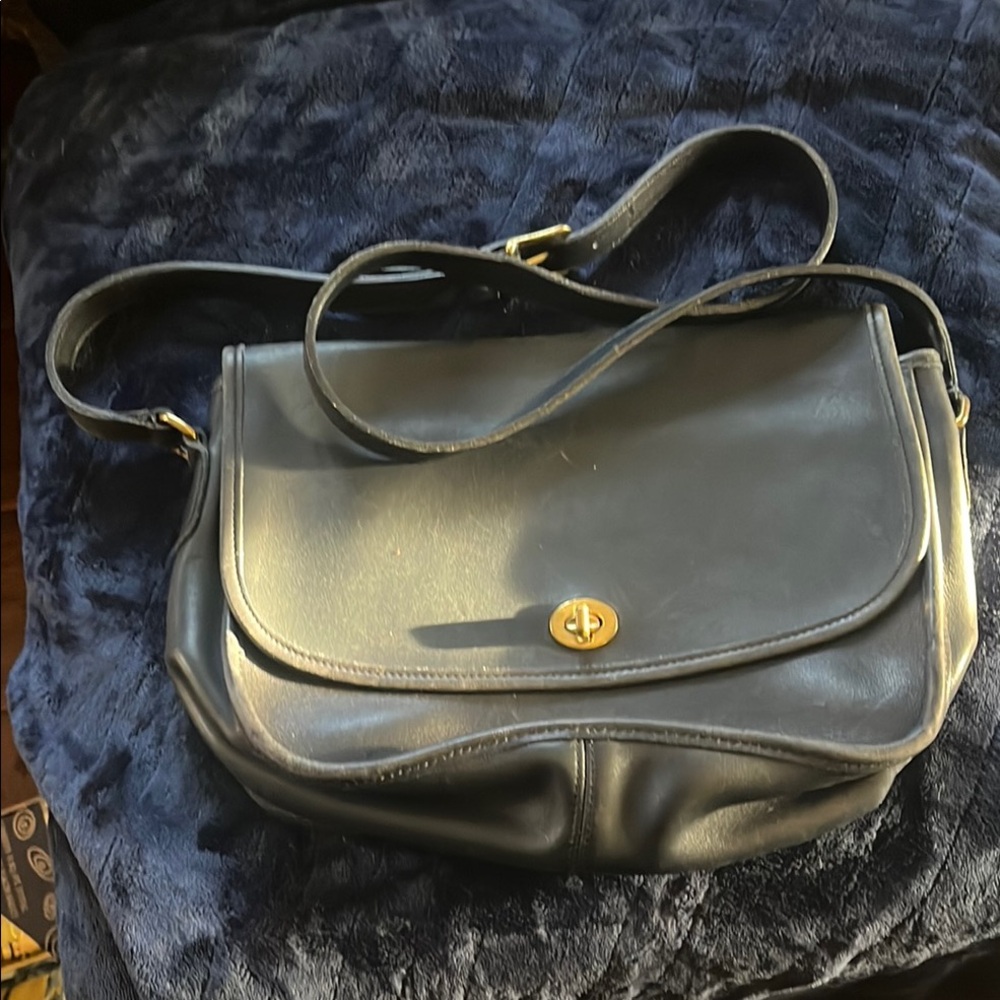 Vintage black leather Coach bag.